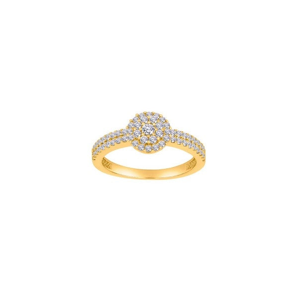 Guldring i 8 kt guld fra Siersbøl med kubiske zirkonia i rosetformet design.